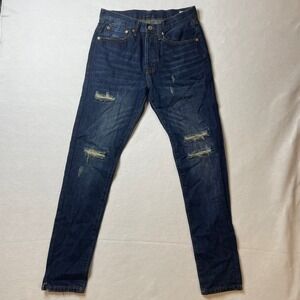Levi's 501 T Made In Japan Distressed Blue Denim‎ Jeans Mens 30x32 Please Read
